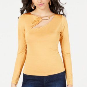 GUESS Cheryl Embellished Cutout Top In Golden XS